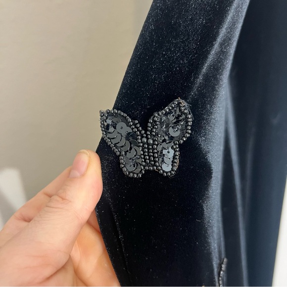 City Triangles Y2K black velvet beaded butterfly maxi dress whimsigoth fairy XS - Picture 10 of 10